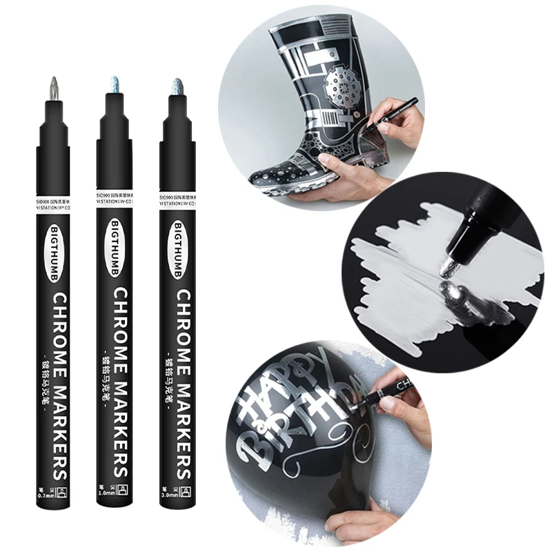 Mirror Marker Silver Marker Liquid Pen Art Liquid Mirror DIY Resin Paint Mirror Chrome Finish Metallic Craftwork Pen Accessories