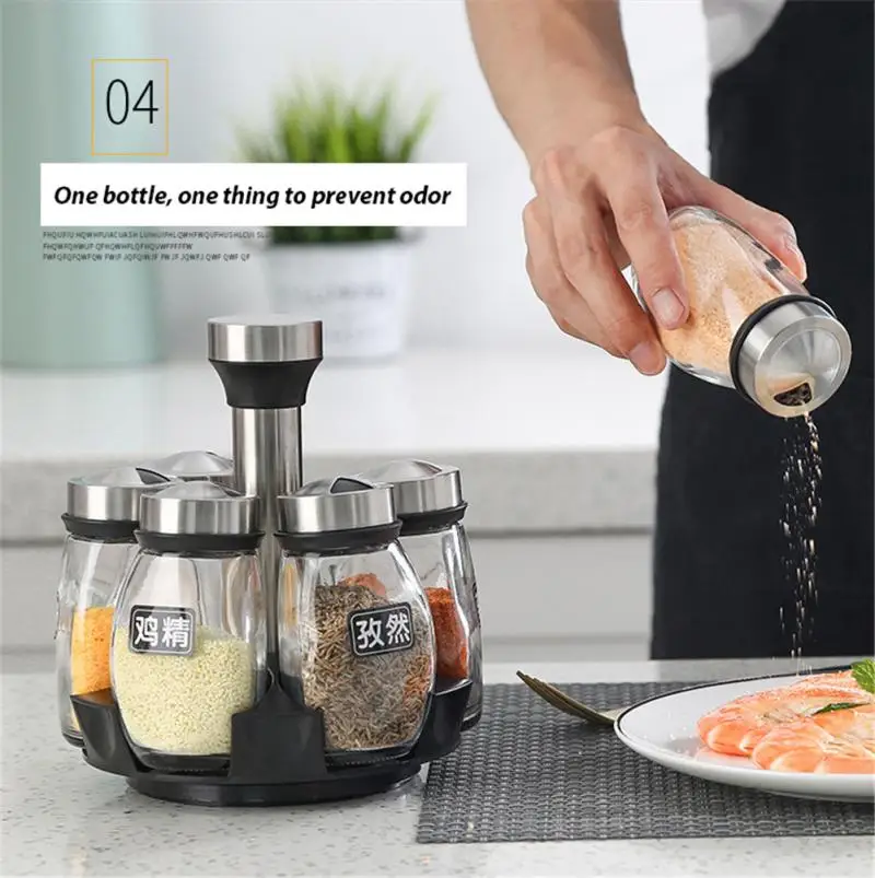 Rotatable Kitchen Seasoning Racks Seasoning Bottle Storage Sorting