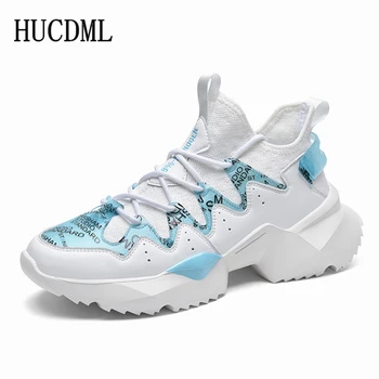 

HUCDML +Microfiber men's casual shoes Thick bottom platform men's sneakers white 2020 Spring/Autumn Dropshipping