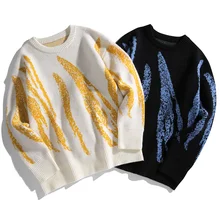 2021 Loose Men Youthful Sweater Winter New Patchwork Harajuku Oversize Korean Style Black Sweaters For Men Tops Autumn Spring