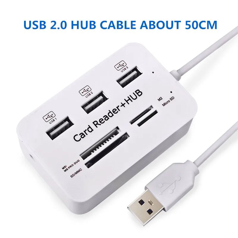 Usb-хаб 3,0 Тип C концентратор разветвитель 3 порта Мульти USB C Hab USB-C концентратор 2,0 несколько SD/TF скорость считыватель карт для ПК ноутбука micro sd - Цвет: White-USB 2.0