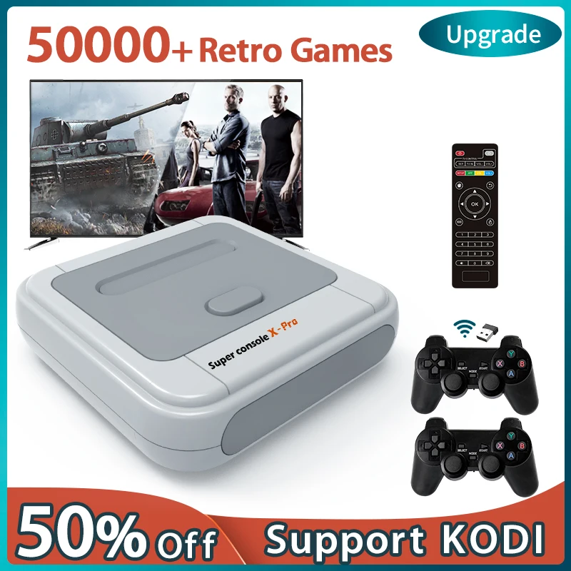 Super konsola X Pro gra wideo konsola z 50000 grami 4K HD przenośna Retro konsola do gier Mini telewizor gra wideo odtwarzacz dla PS1/N64 1 Super konsola X Pro gra wideo konsola z 50000 grami 4K HD przenośna Retro konsola do gier Mini telewizor gra wideo odtwarzacz dla PS1/N64 1