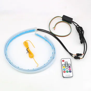 

2Pcs/set Flexible Universal Remote Control Car Light DRL RGB Daytime Running Light Turn Signal Multicolor LED Strip RF Light