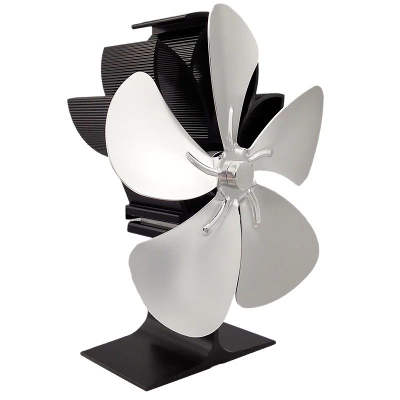 

Wood Stove Fan 5-Blade - Heat Powered Log Burner Increases 80% More Warm Air Than 2 Blade Eco-Friendly with Stove Thermometer Si