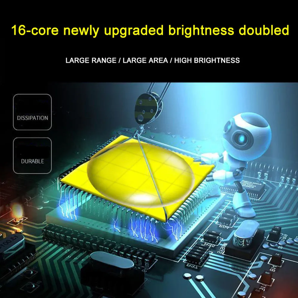 파워풀 XHP160 16 코어 LED 손전등 10000mAH, XHP110 USB 충전식 전술용 손전등 줌 토치 26650/18650 배터리 사용