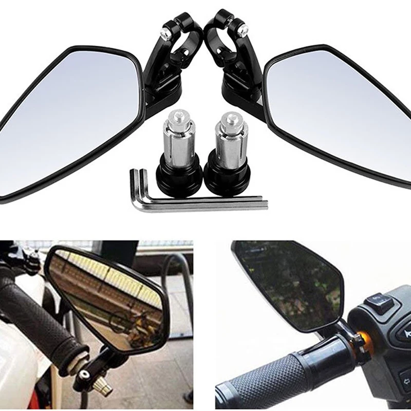 1 Pair 22mm 7/8" Universal Motorcycle Rearview Mirror Aluminum Handle Bar End Side Rearview Mirror Motorcycle Accessories