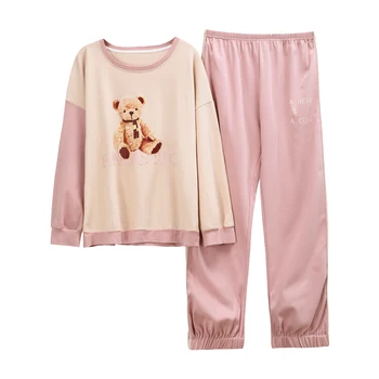 

2020 New Women Pajamas Sets autumn Long Sleeve Cartoon Print Cute Sleepwear Girl Pijamas Mujer Leisure Nightgown Adult clothes