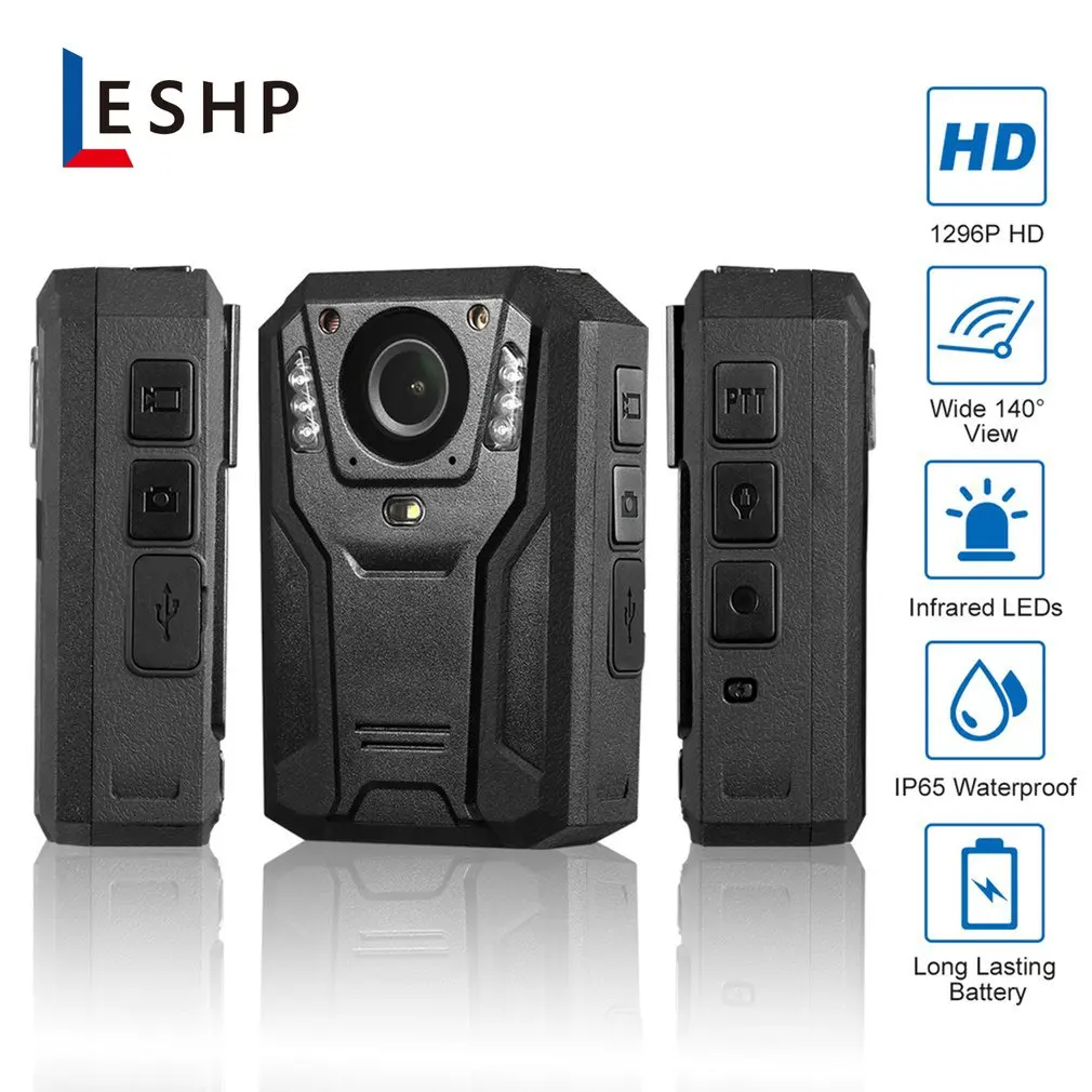 

LESHP 1296P Full HD Waterproof Police Body Camera Security Gadget With 2 Inch Display Night Vision GPS Motion detection EU