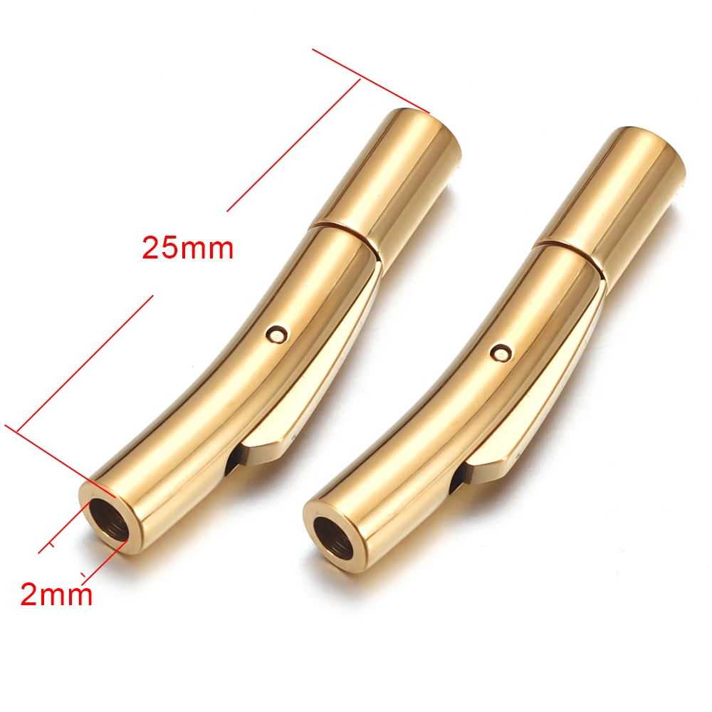 Hole 2mm 2 комплекта из нержавеющей стали, изогнутая байонетная застежка-молния, застежка-замок, кожаный шнур, застежки для браслета, аксессуары для изготовления ювелирных изделий - Цвет: Hole 2mm