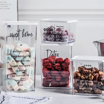 

Transparent PP Food Storage Box Plastic Container with Pour Lids Kitchen Storage Bottles Jars Dried Grains Tank Fresh Keeping