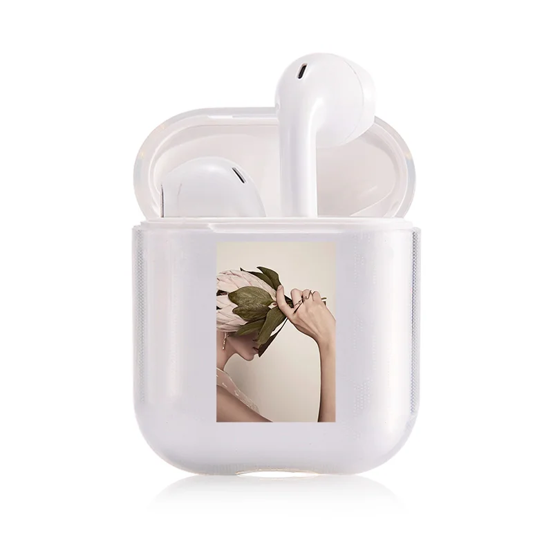 Чехол для AirPods 2 1, чехол, цветок, беспроводные Bluetooth наушники, прозрачный силиконовый мягкий чехол на Air Pods, Apple Funda Capa - Цвет: I301609