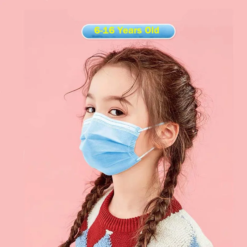 

6-16 years old Children's 3 Layers Face Mask Kid Non-woven PP Face Anti-bacterial Anti-flu Disposable Mask Health Care FF