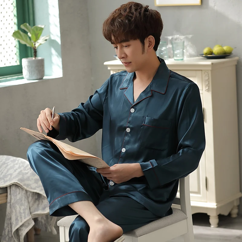 White Satin Pajama Men Summer Pijama Hombre Satin PJs Set Nightwear 2Pcs Bedroom Solid Sleepwear Sleep&Lounge Pyjamas Plus Size
