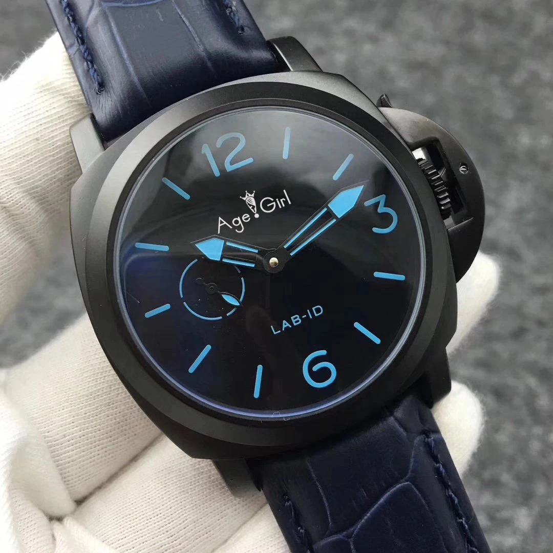 

44mm Luxury Brand New Men Automatic Mechanical Sapphire Stainless Steel Black Blue Leather 1950 3 Days Luminous Watch LAB-ID