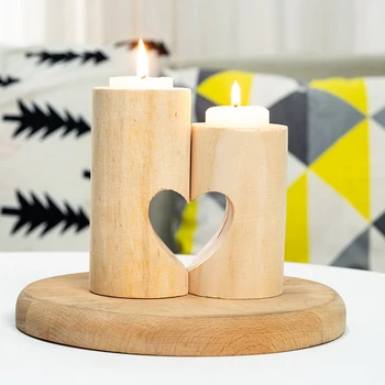 

Candlestick Decorative Party Tealight Stand Home Christmas Decor Hotel Wooden Candle Holder Living Room Dinning Table Vintage