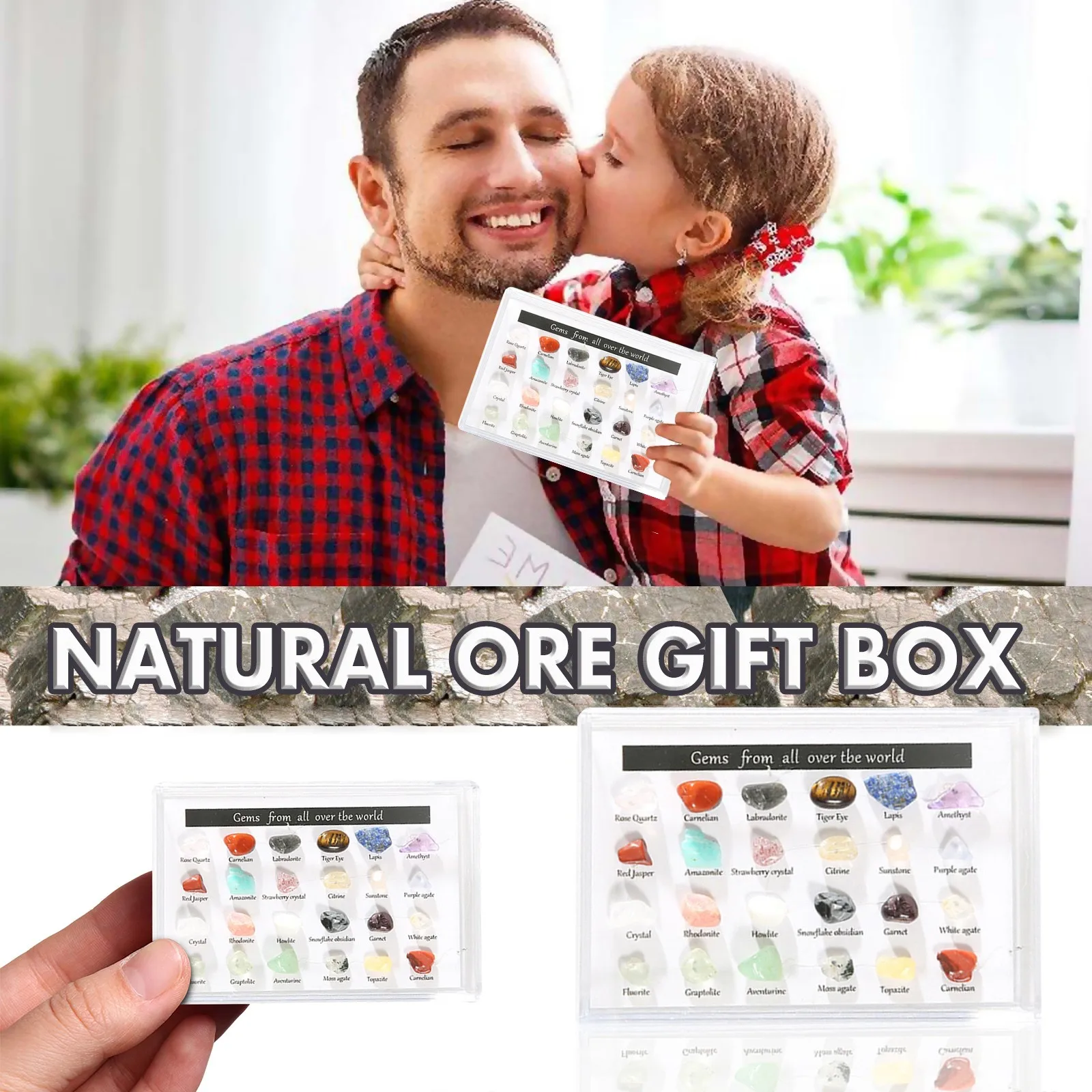 24pcs Natural Crystal Gemstone Original Stone Storage Gift Box Agate Christmas Countdown | Игрушки и хобби