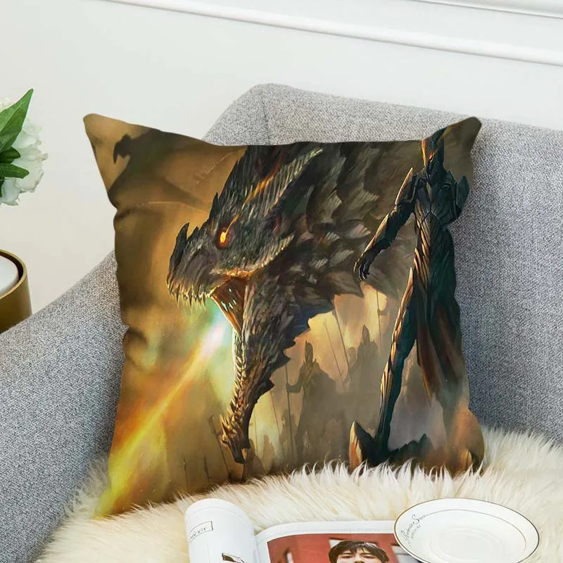 Double-sided Print 3 Dragon Cushion cover Pillowcase Sofa Pillow Case Nordic Home Decorative Throw Pillows 45x45cm | Дом и сад