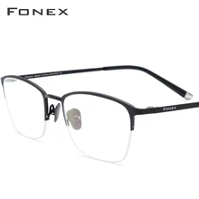 FONEX, чистый титановый рецепт, очки для мужчин,, Ретро стиль, круглые очки, оправа для женщин, полуоправы, полуоптические очки, 8502