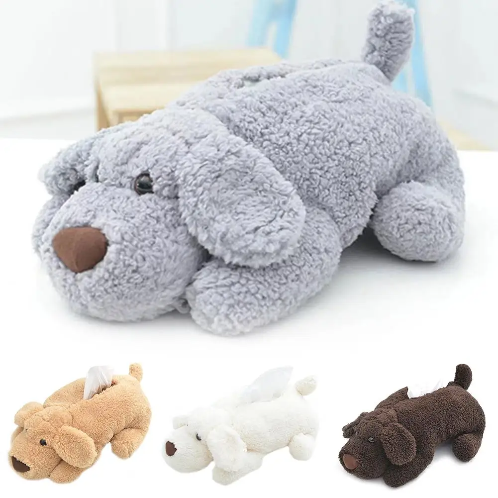 

New Car Tissue Box Auto Plush Tissue Holder Cute Cartoon Dog Doll Tissue Box Organizer Storage Car Interior Accessories