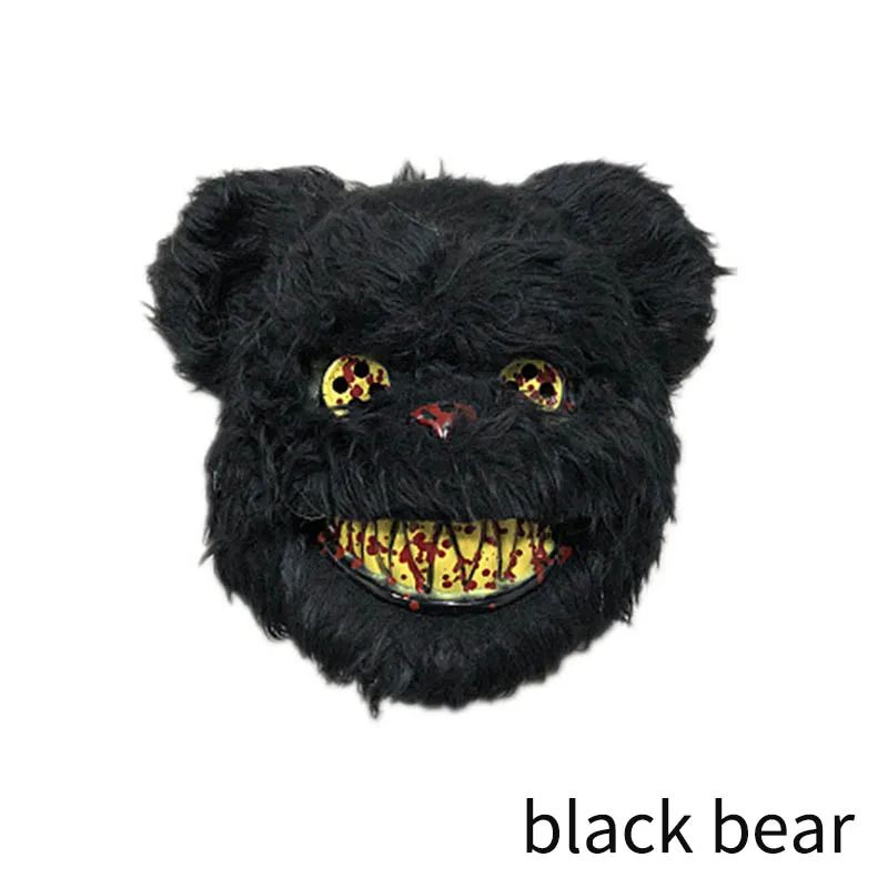 black bear Милые Мультяшные пушистые головные уборы для животных, камуфляжная маска, принадлежности для Хэллоуина, Вечерние Маски, ПВХ материал, многоцелевой реквизит для выступлений - Цвет: black bear