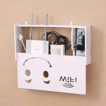 

3 Sizes Wireless Wifi Router Storage Box PVC panel Shelf Wall Hanging Plug Board Bracket Cable Storage Organizer Home Decor