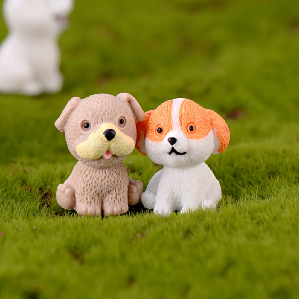 

1PC Dog Figurine Mini Cute Fairy Statue Garden Miniature Cake Decor Resin Crafts Ornament Gnomes Moss Terrariums Decoration