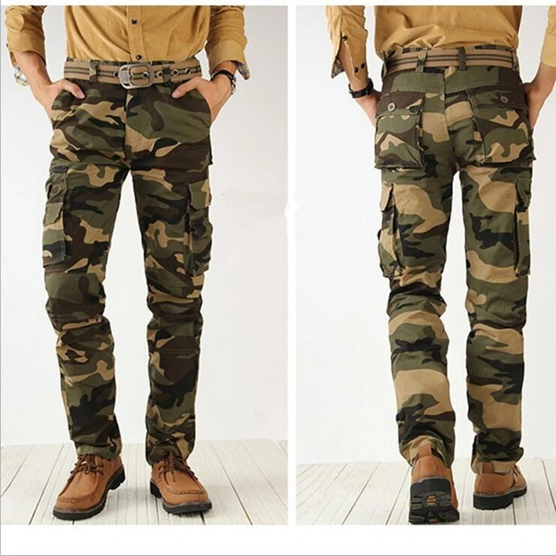 2024 Mens Trousers Autumn Army Green Fashion Men Cargo Pants Male Camouflage Pants size 38 2