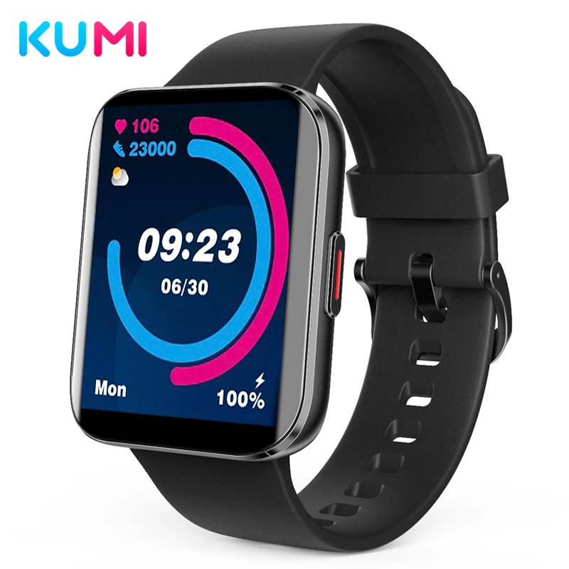 KUMI 1.69” Dual Curved Screen Men Smart Watch Sport Fitness Heart Rate Tracker Blood Oxygen Body Temperature Monitor Smartwatch