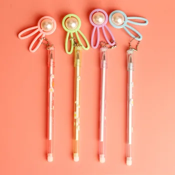 

36 pcs/lot Creative Rabbit Pearl Pendant Gel Pen Cute 0.5mm black Ink Signature Pens Promotional Gift Office School Supplies