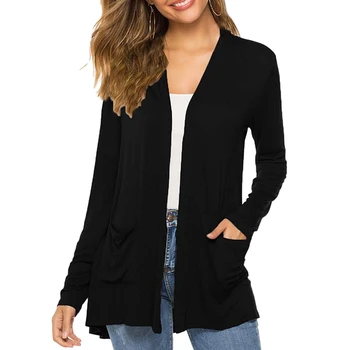 

This Women'S Jacket Is a Casual Slim Long-Sleeve Cardigan with a Pocket Jacket Size