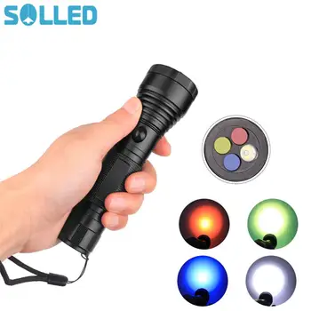 

Multifunctional 4 Color LED Flashlight Filter Signal Torch Filter Emergency Portable Camping Light Torch Flashlight