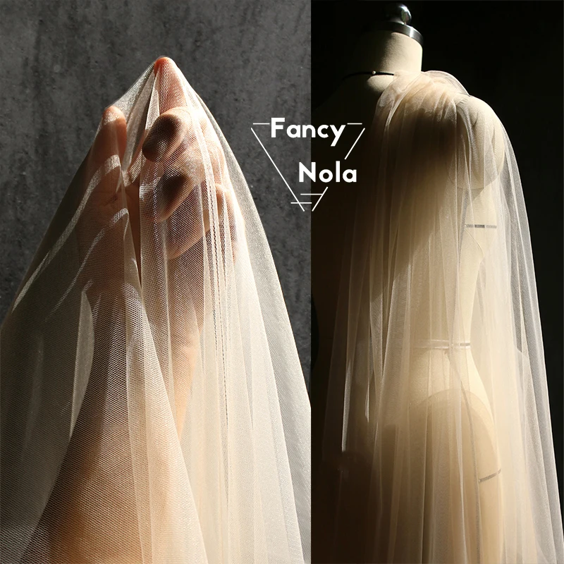 Мягкая газовая кремовая сетка телесного цвета шириной 150 см эластичное свадебное