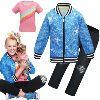 

Girls Jojo Siwa Clothing Suit Autumn Baseball Uniform Coat T Shirt Pants 3 Pcs Sport Suits Kids Cartoon Clothes Girls Outfits
