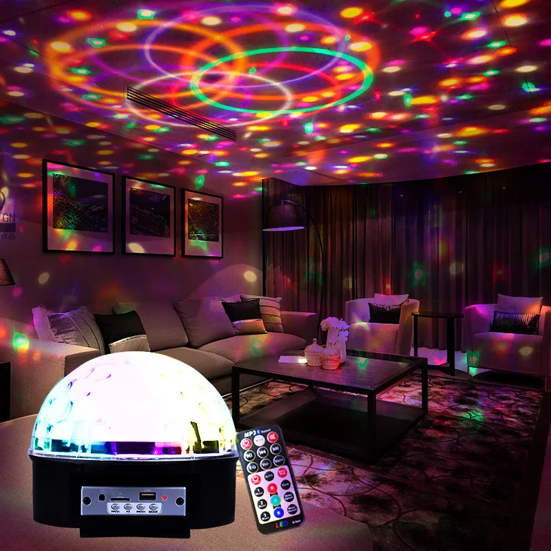 

Upgrade-8 M Stage Light Colorful Light LED Rotating Voice Crystal Magic Ball Lamp Bluetooth 9-Color Christmas Projection Lamp