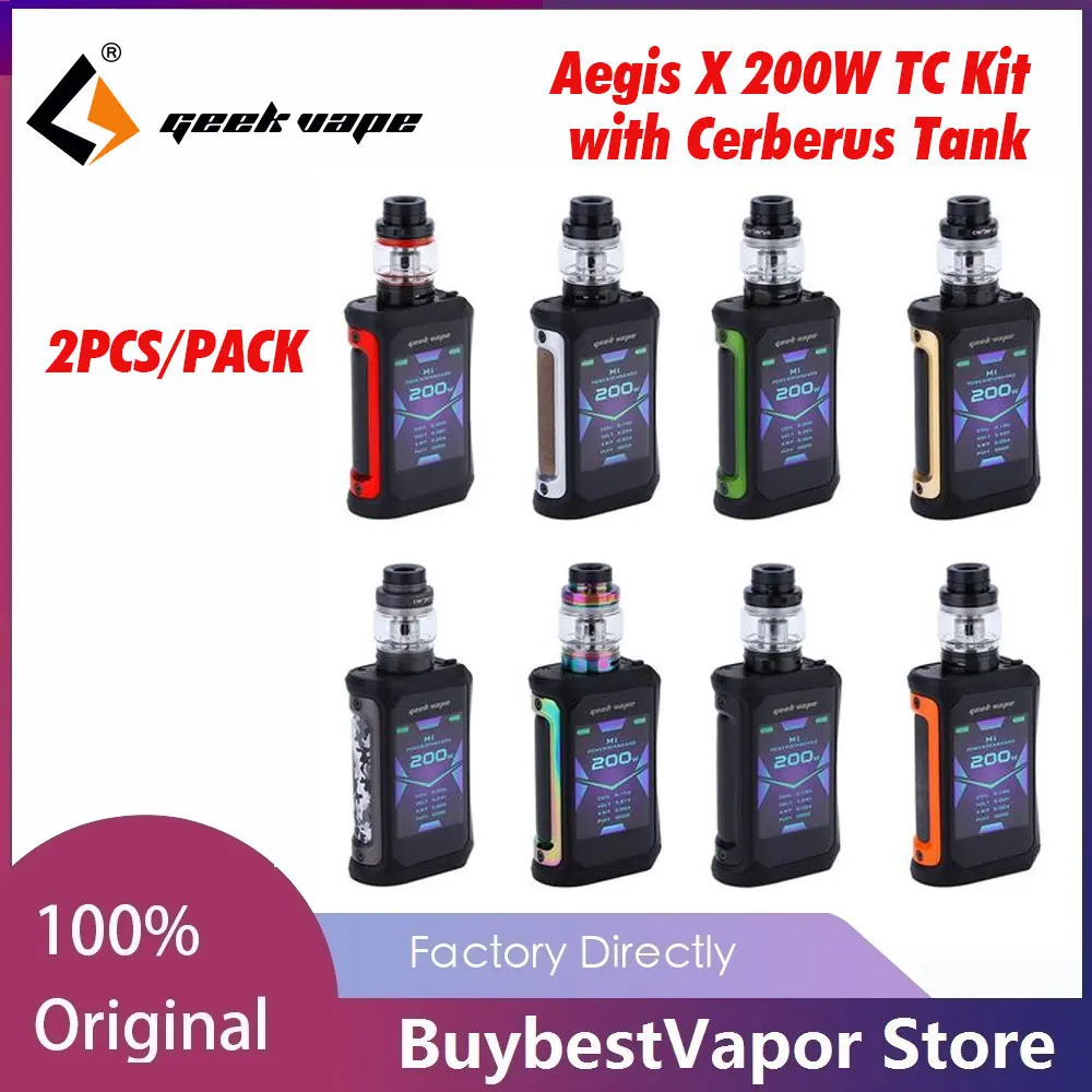 2 шт./упак. оригинальный Geekvape Aegis X 200 Вт TC комплект с Cerberus Танк Max W/AS 0 чипсет 2.4in Oled Box