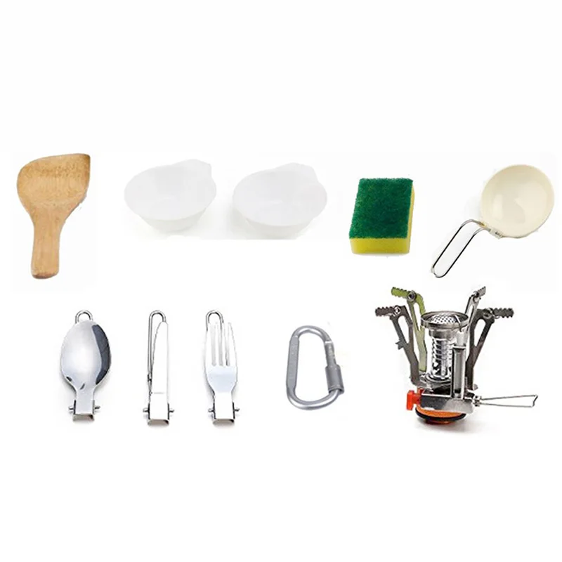 Портативная походная посуда, походный чайник для пикника, набор посуды с антипригарным покрытием, ложка, вилка, нож, чайник