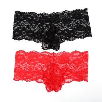 

Sexy Mens Floral Lace Briefs Jockstrap Pouch G-string Underwear Sissy Underpants