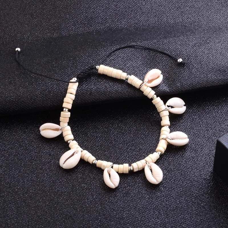 Модные бусы Seashell плетение лодыжки браслеты на босую ногу Boho Женщины браслет на ногу кисточкой ручной работы Ноги Лето Пляж ювелирные изделия мода