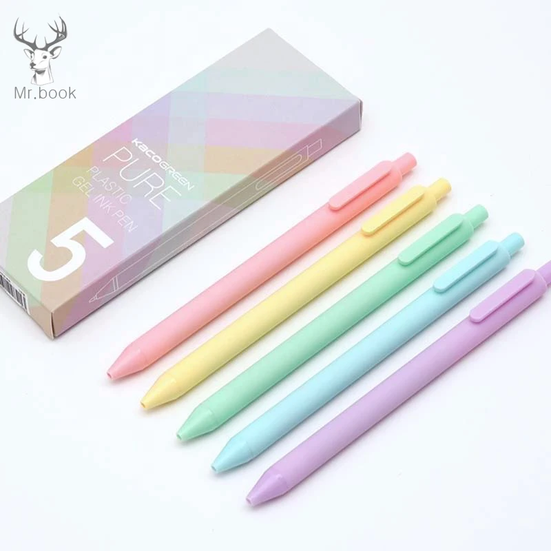 5 Pcs Macaron Candy Color Gel Pen School Stationery Supplies Writing Tools Colored Signature 0.5mm Business Gifts |