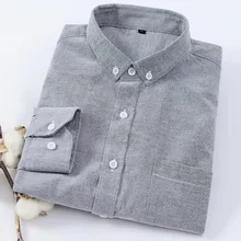 Мужская синяя рубашка-Оксфорд с длинным рукавом и карманом на левой груди, Хлопковая мужская повседневная Однотонная рубашка на пуговицах, 5XL 6XL, большой размер