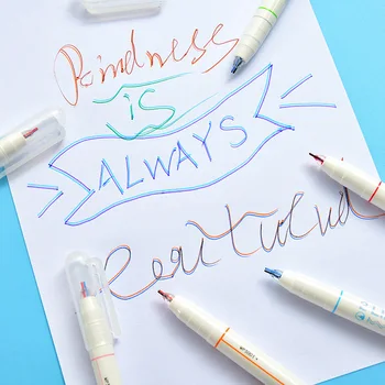 

3/6Pcs Double Line Pen Cute Girl Double Color Drawing Foremost Marker for Book keeping Pen Cards Making Lettering DIY Stationary