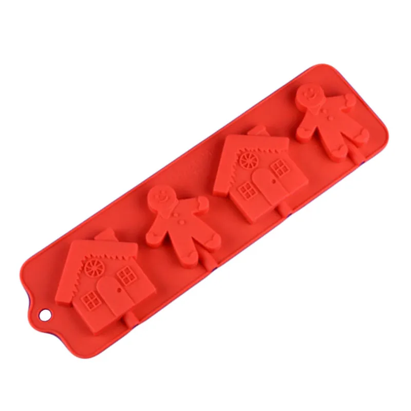 

4 Cavity Snowman Silicone Cake Mold DIY Christmas Tree Decorations Mould Lollipop Ice Cream Maker Chocolate Moulds Sugar Tools