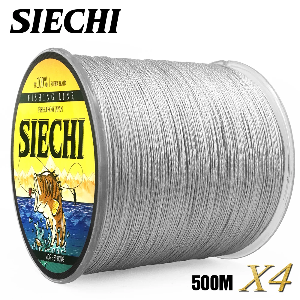 SIECHI бренд леска 500 м 4 пряди PE плетеная леска провода 12 15 20 30 38-43 52 65 83LB