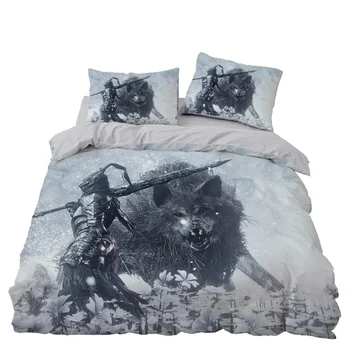 

Wolf Animal Warrior Floral Snow Bedding Set Bedroom Decor Doona Quilt Cover Hypoallergenic 1PC Duvet Cover with Pillowcase