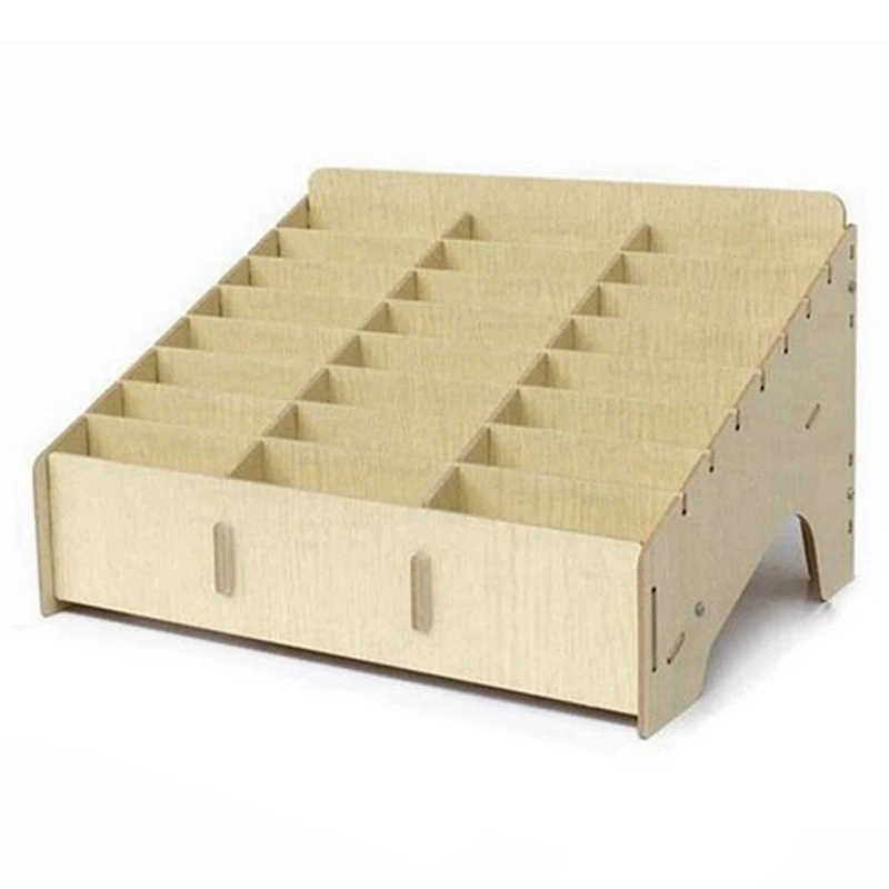Multifunctional Wooden Storage Box Desktop Office 24 Grid Rack Mobile Phone Repair Tool Motherboard Display Accessories | Дом и сад
