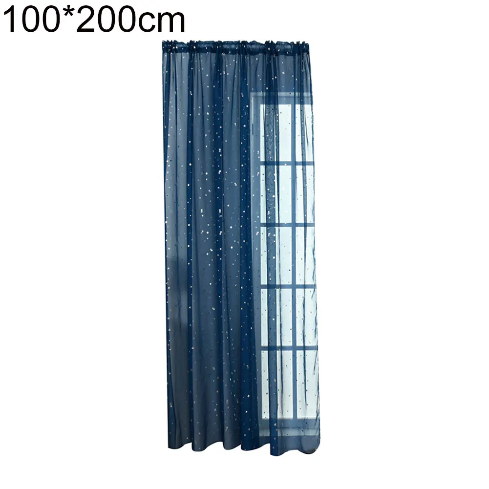 1Pc Fashion Shiny Star Pattern Transparent Tulle Voile Curtain Window Drape Living Room Home Decoration