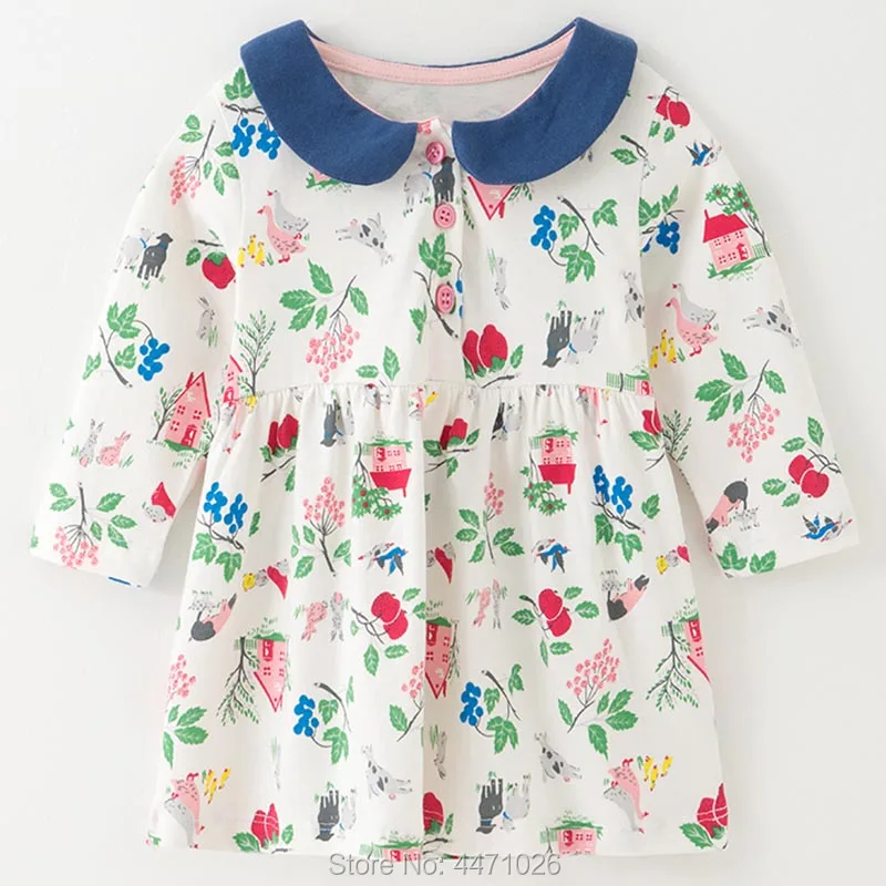 

Top Quality 100% Cotton Autumn Baby Girl Dress Brand New 2019 Long Sleeve Children Clothing Spring Beach Dress Baby Girl Clothes
