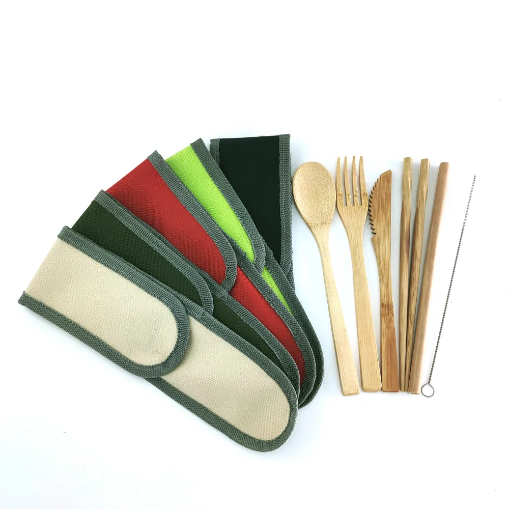 Столовые приборы для путешествий деревянные бамбуковые Портативный столовые