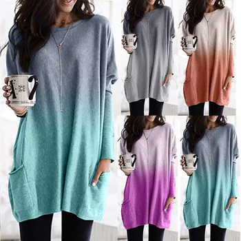 

Women Casual Loose Dress Pocket Colors Spring Winter Boho Full Long Sleeve Befree Mini Dress Plus Sizes Dresses Robe Femme 2020
