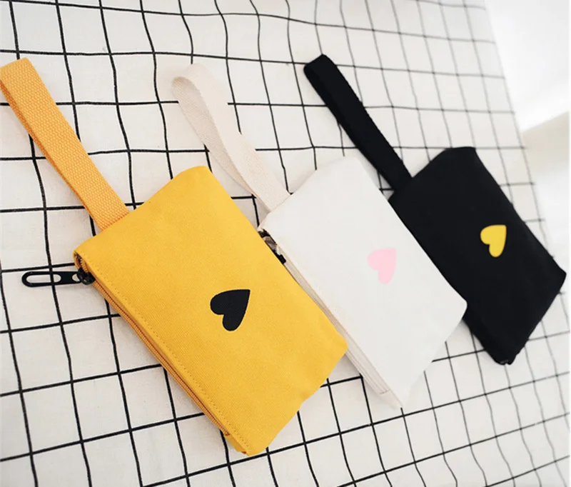High Quality Canvas Printed Heart Yellow Backpack Korean Style Students Travel Bag Girls School Bag Laptop Backpack